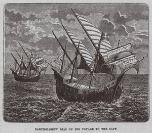 Bartholomew Diaz na své cestě do Jižní Afriky, 1878 od Unbekannt
