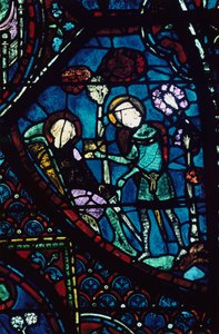Baudoin pečuje o umírajícího Rolanda, barevné sklo, katedrála v Chartres, Francie, 1194-1260 od Unbekannt