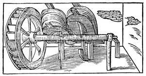Měchy ovládané vačkovým hřídelem poháněným vodním kolem, 1540 od Unbekannt