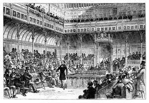 Benjamin Disraeli představuje svůj reformní zákon v Dolní sněmovně, c1867 od Unbekannt