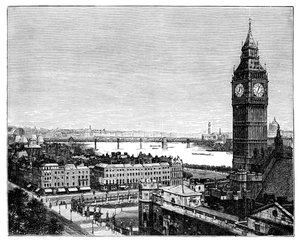 Big Ben a budovy parlamentu, Westminster, Londýn, 1870 od Unbekannt