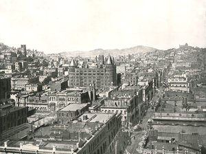 Pohled z ptačí perspektivy z věže Chronicle Building, San Francisco, USA, 1895. od Unbekannt