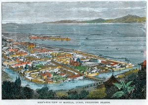 Pohled z ptačí perspektivy na Manilla, Luzon, Filipínské ostrovy, c1880 od Unbekannt