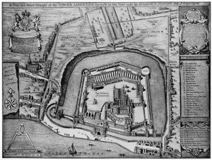 Pohled z ptačí perspektivy na Tower a Liberties, jak se objevily v roce 1597, Londýn, 20. století. od Unbekannt