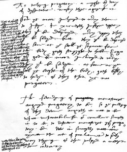 Argumenty biskupa Latimera proti katolické doktríně očistce s okrajovými poznámkami krále Jindřicha VIII., kolem roku 1538 (pero a inkoust na papíře) od Unbekannt