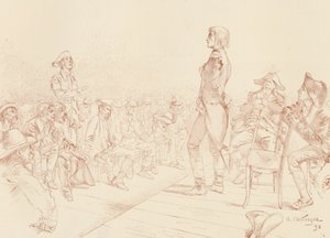 Bonaparte oslovuje Jacobin Club na Korsice, c1789, 1896 od Unbekannt
