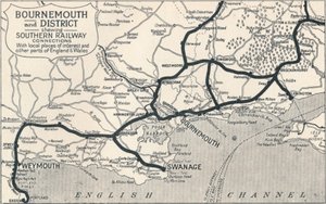 Bournemouth a okres, ukazující jižní železniční spojení, 1929 od Unbekannt