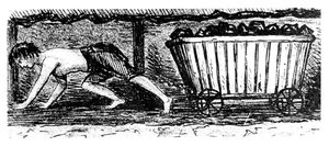 Chlapecký putter kreslí nákladní auto s uhlím podél 24 palců vysoké sloje, Halifax, Yorkshire, 1848 od Unbekannt