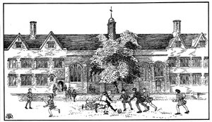 Chlapci v době Tudorovců hráli fotbal na Berkhamsted Grammar School, Hertfordshire od Unbekannt