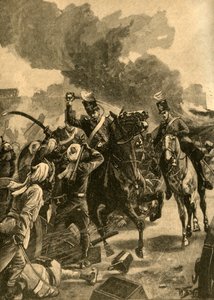 Britský generál Joseph Thackwell v bitvě u Sobraon, Paňdžáb, Indie, 1846 c1890. od Unbekannt