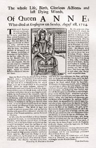 Broadside publikoval o smrti královny Anny, 1714 1906 od Unbekannt