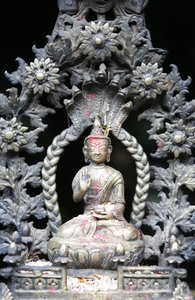 Buddha ve zlatém chrámu, Patan, Nepál od Unbekannt
