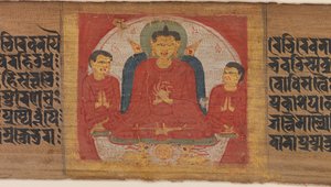 Buddha se zdviženýma rukama v Dharmacakra Mudra..., ca. 1090. od Unbekannt