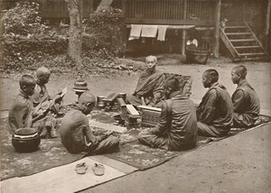 Buddhistický kněz s žáky, 1900. od Unbekannt