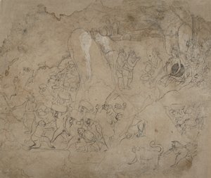 Stavba mostu na Lanku, ca. 1800. od Unbekannt