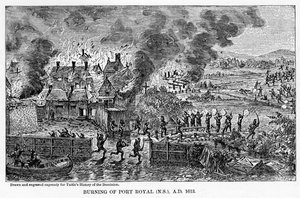 Vypálení Port Royal Nova Scotia, AD 1613, 1877 od Unbekannt