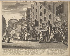 Burning the Rumps at Temple Bar Plate 11: Illustrations to Samuel Butlers Hudibras, 1725-30. od Unbekannt