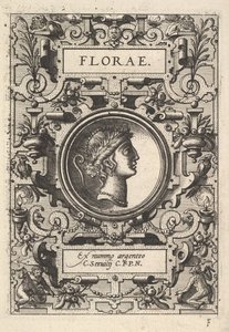 Busta Florae obklopená řemínky, ze série Deorum dearumque, soubor obrazů..., 1573. od Unbekannt