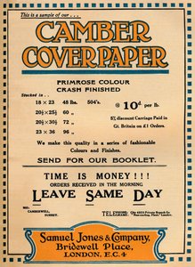 Camber Coverpaper - reklama Samuel Jones & Company, 1919 od Unbekannt