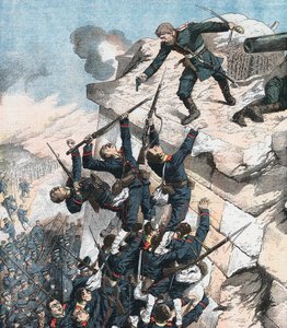 Kapitán Lebedief hrdinně bránící baštu v Port Arthur, rusko-japonská válka, 1904-5 od Unbekannt