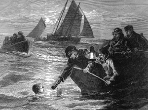 Kapitán Matthew Webb, první muž, který přeplaval kanál La Manche, 1875 od Unbekannt
