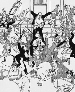 Karikatura na Schönbergovu komorní symfonii č. 1 z 31. března 1913 ve Vídni, 1913 od Unbekannt
