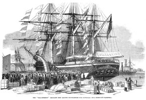 Caroline Chisholm promlouvá k davu z emigrantské lodi Ballengeich, 1852 od Unbekannt