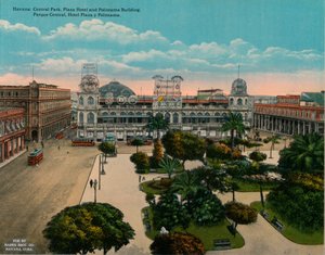 Central Park, Plaza Hotel a Politeama Building, Havana, Kuba, c1920 od Unbekannt