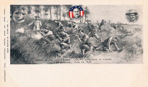Charge of the Rough Riders upon the Spaniards in Ambush, La Quasina, 24. června 1898, c1900 od Unbekannt