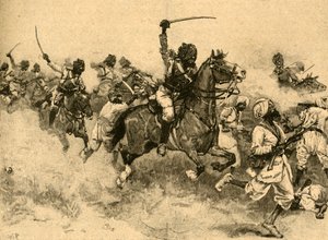 Velení kavalérie v bitvě u Miani Meeanee, Sindh, Indie, 1843 c1890. od Unbekannt