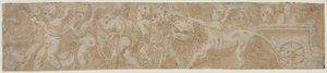 Chariot Drawn by Lions with Amorini recto Partial Architectural Study verso, první polovina 1500s. od Unbekannt