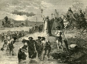 Karel Veliký Způsobil, že Sasové byli pokřtěni ve Weseru, 782 AD. 1890. od Unbekannt