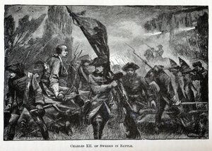 Karel XII. Švédský v bitvě, 1882 od Unbekannt