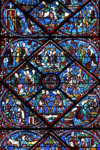 Katedrála v Chartres: okno z barevného skla Chartres Francie od Unbekannt