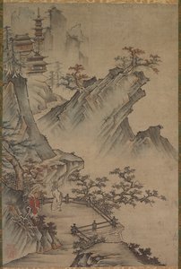 Chinese Literatus Viewing a Valley, možná od poloviny do konce 15. století-1600. od Unbekannt