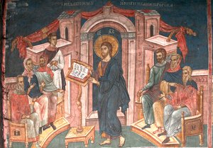 Kristus v synagoze v Nazaretu, asi 1350 od Unbekannt