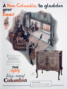 Vánoční reklama na gramofony Columbia, 1928 od Unbekannt