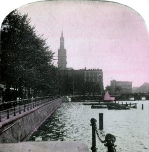 Radnice a Alster, Hamburk, Německo, konec 19. století od Unbekannt