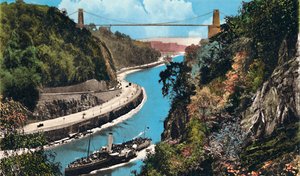 Visutý most Clifton z Leigh Woods, Bristol, 40. léta 20. století od Unbekannt