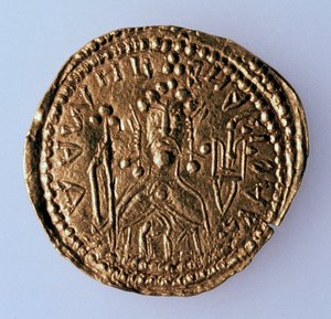 Mince Zlatnik velkovévody Vladimira Svjatoslaviče, Averse: Portrét panovníka, 980-1015 od Unbekannt