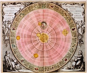 Koperníkova heliocentrická soustava vesmíru se středem Slunce, 1708 od Unbekannt