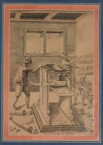 Copper Plate Printers at Work, Folio z Davis Album, Írán, datováno A.H. 1199A.D. 1784-85. od Unbekannt