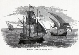 Cortezs Fleet Sailing for Mexico, 1882 od Unbekannt