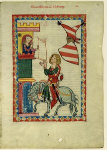 Hrabě Konrad von Kirchberg z kodexu Manesse, mezi 1305 a 1340 od Unbekannt