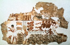 Počítání hus: fragment nástěnné malby z hrobky Nebamuna, Théby, Egypt, c1350 př.n.l. od Unbekannt