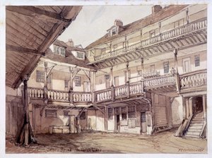 Courtyard of the Oxford Arms Inn, Warwick Lane, Londýn, 1851 od Unbekannt
