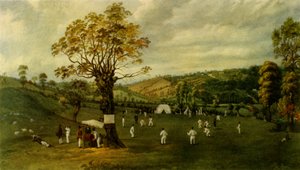 Kriketový zápas mezi Nottinghamem a Leicesterem, kolem roku 1829, 1947. od Unbekannt