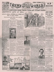 Crippens Life at Sea, titulní strana News of the World, 31. července 1910. od Unbekannt