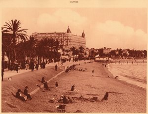 Croisette Promenade – pláž a kasino, Cannes, 1930. od Unbekannt