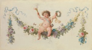 Amor sedící na girlandě, 1770-90. od Unbekannt
